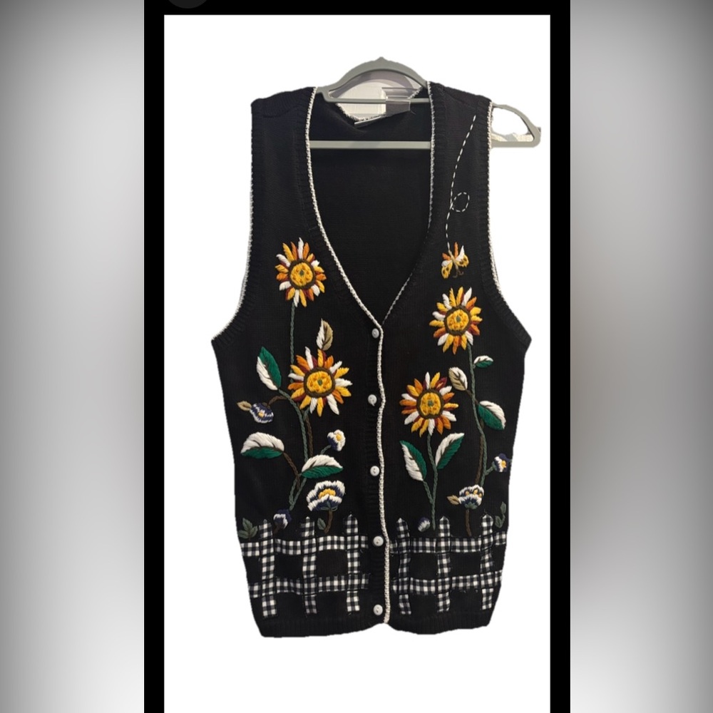 Capacity Vintage 80’s Farm Floral Artsy Granny Teacher Vest Sz M